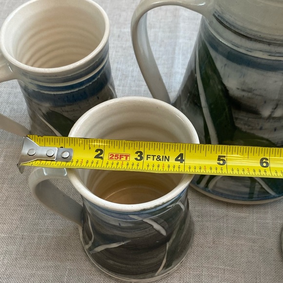 Studio pottery ceramic art pitcher with four mugs signed by Harris. - Picture 9 of 9